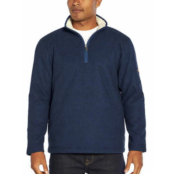 Orvis Sweater Mens Size XL Blue Fleece Lined Quarter Zip Long Sleeve Pullover
